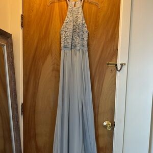 David's Bridal Light Blue Backless Dress